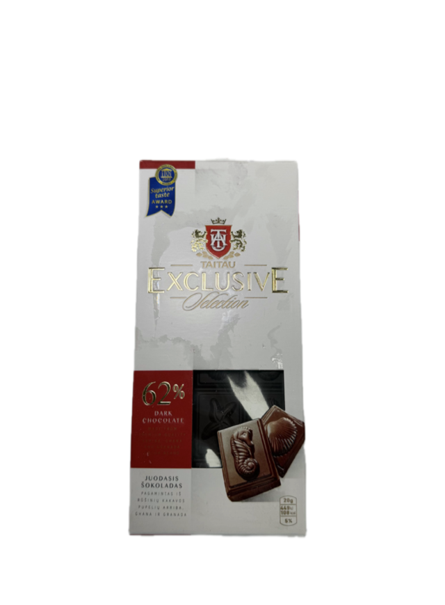 DARK CHOCOLATE BAR 62% 100g.